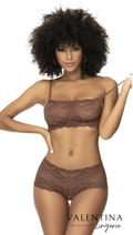 Ensemble Grande Taille Bustier & Shorty en Dentelle Cacao – Ambre