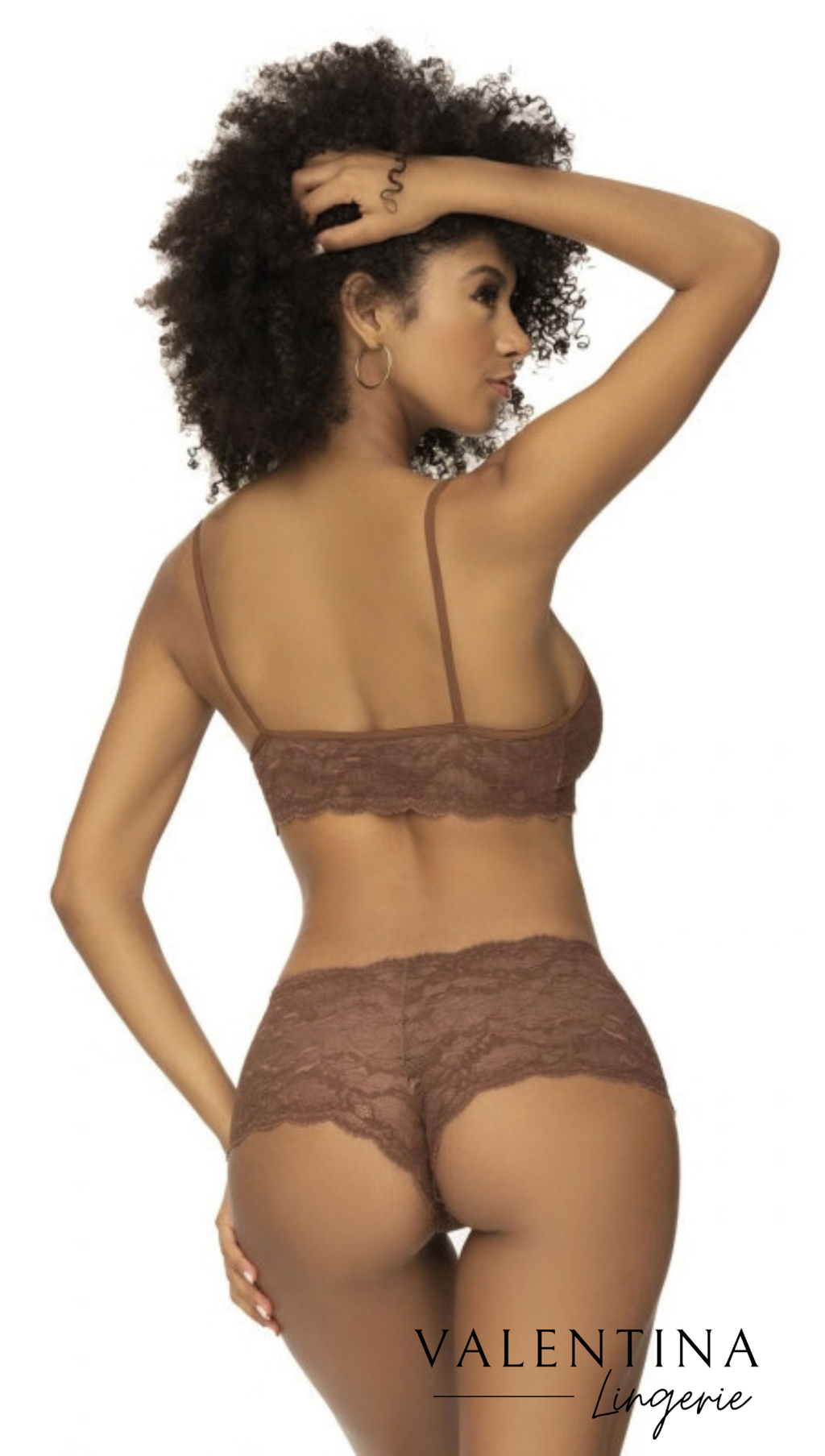 Ensemble Grande Taille Bustier & Shorty en Dentelle Cacao – Ambre